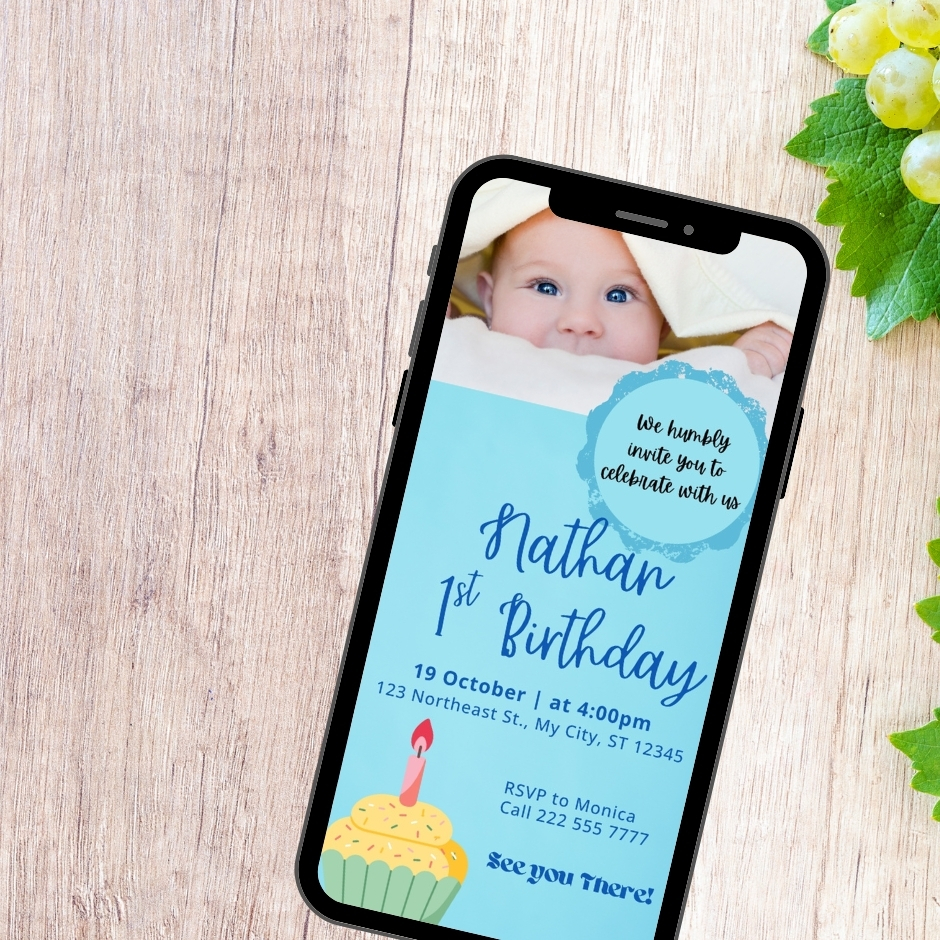 Kid's Mobile Invitation - Blue Colour Inspired