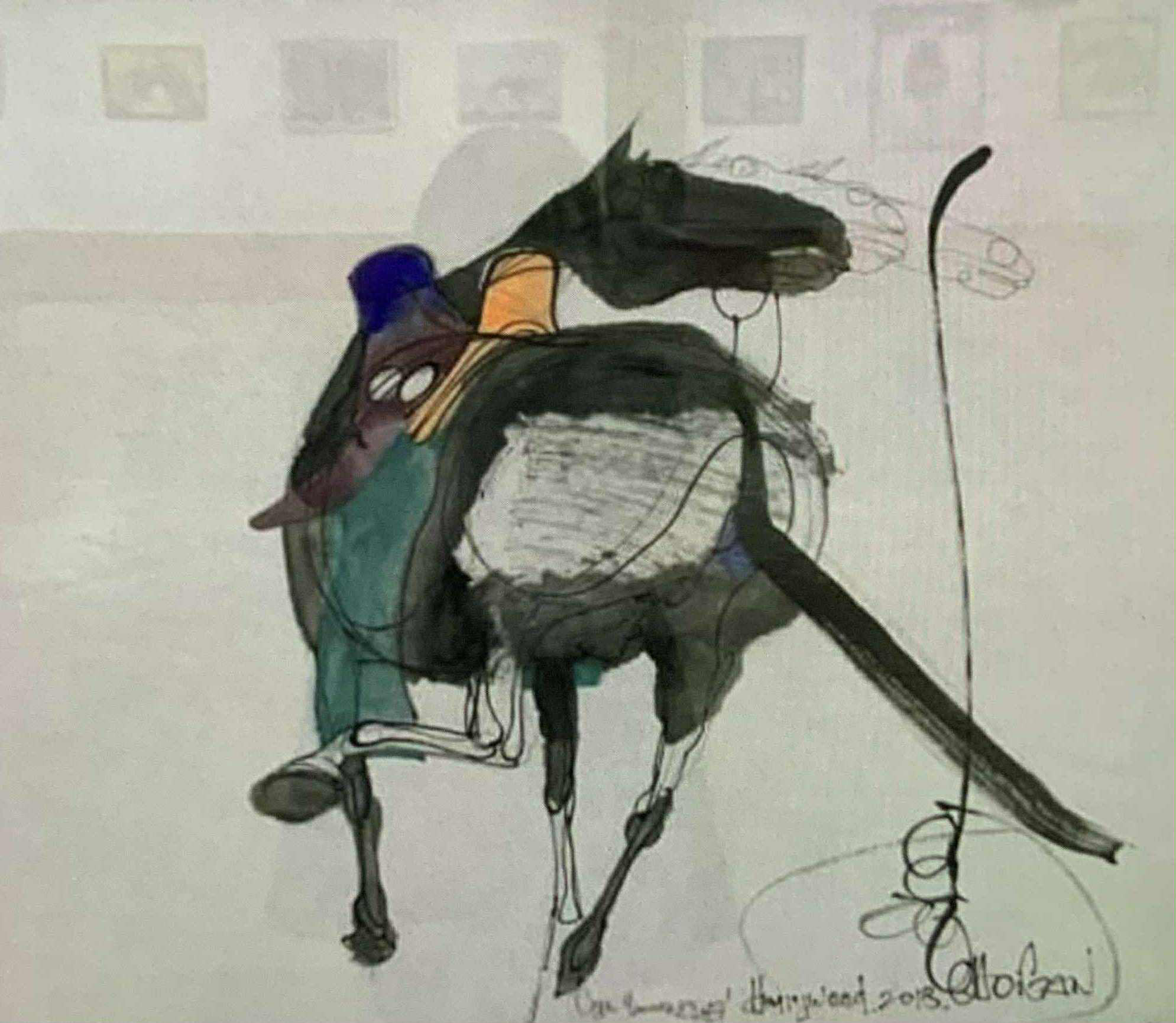 Abstract Horse and Rider Artwork 12x 12