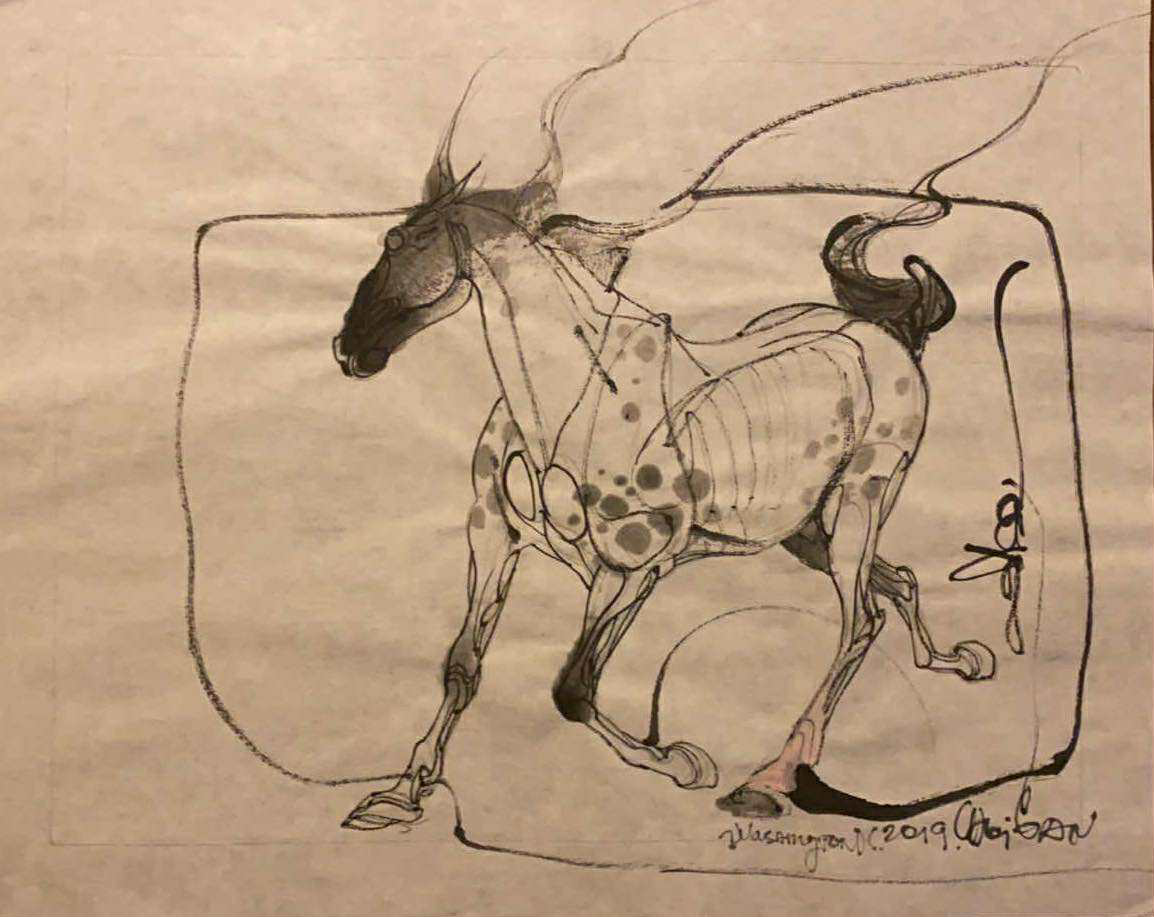 Abstract Horse Drawing 12x12