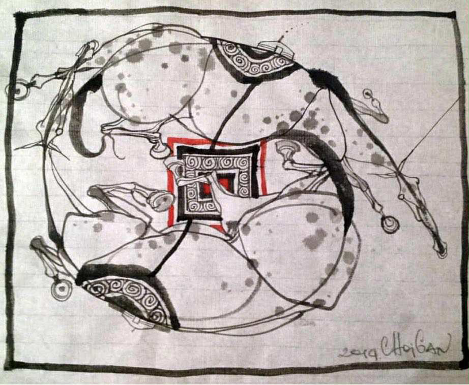 Abstract Equine Artwork 12x12