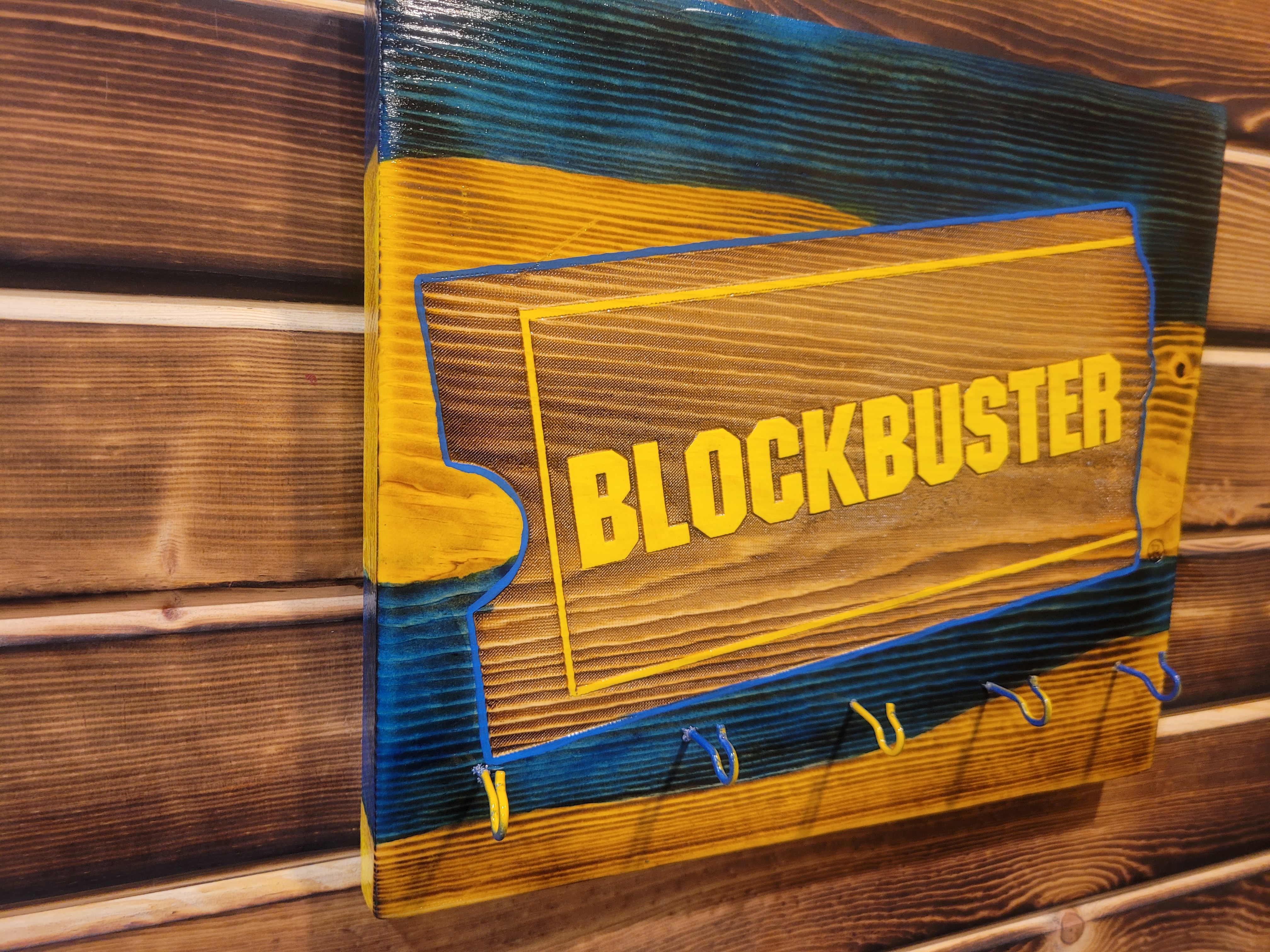 Wood Blockbuster Video Logo Decoration Sign / Display