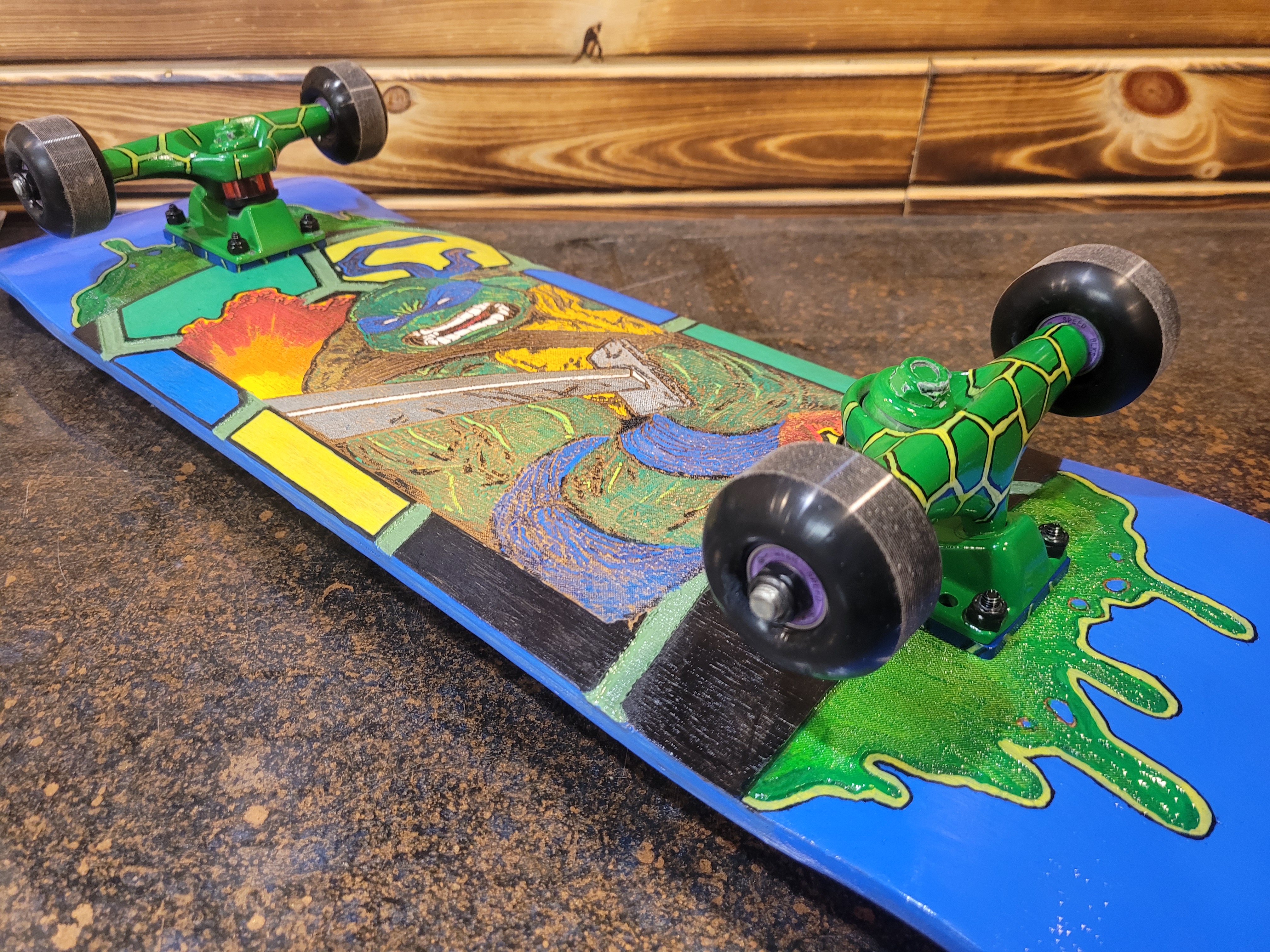 Custom 8.0 TMNT Leonardo Skateboard w/Stand - 1-of-kind
