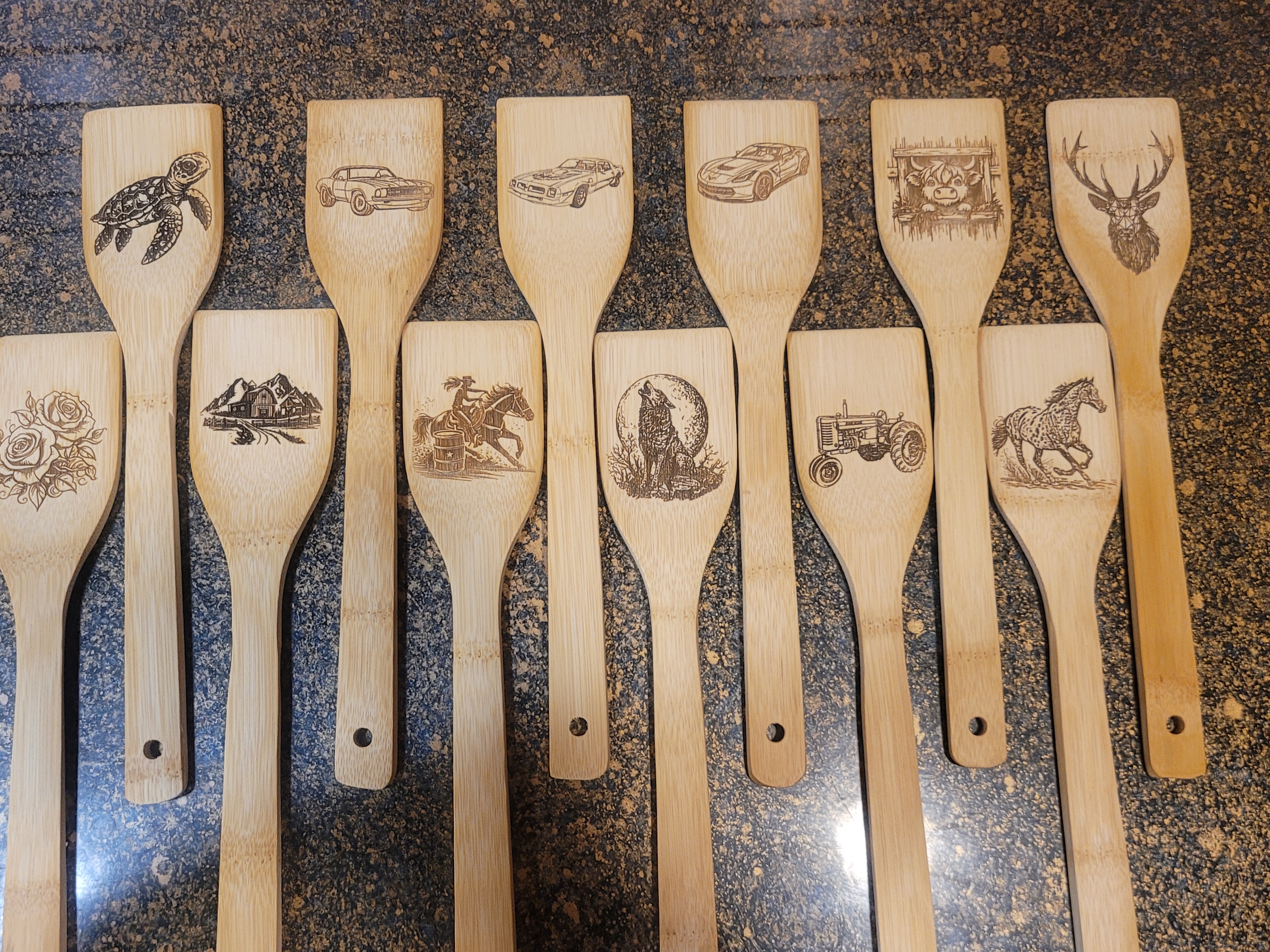 Engraved Wooden Cooking Spatula