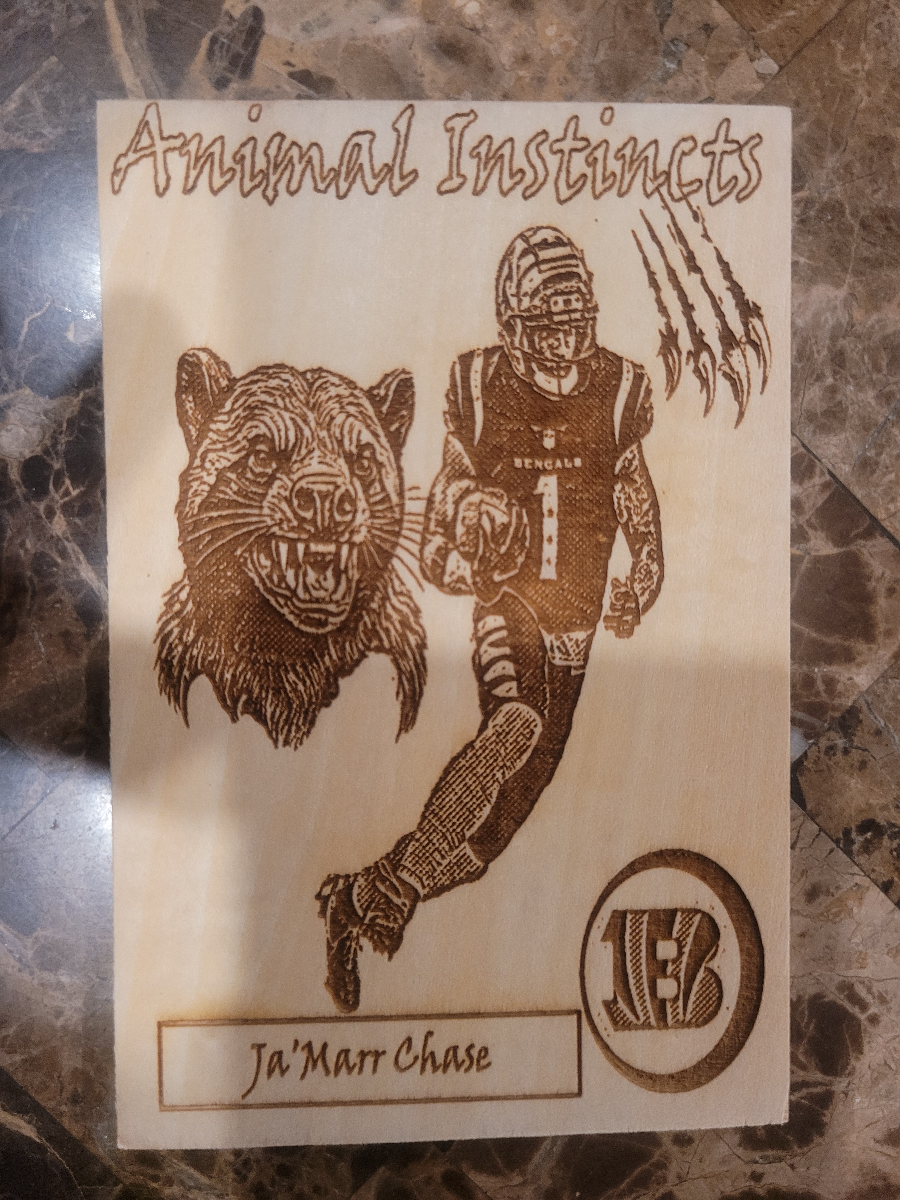 Engraved Oversized Wood Trading Cards – NFL Animal Instincts Series (AFC Players)