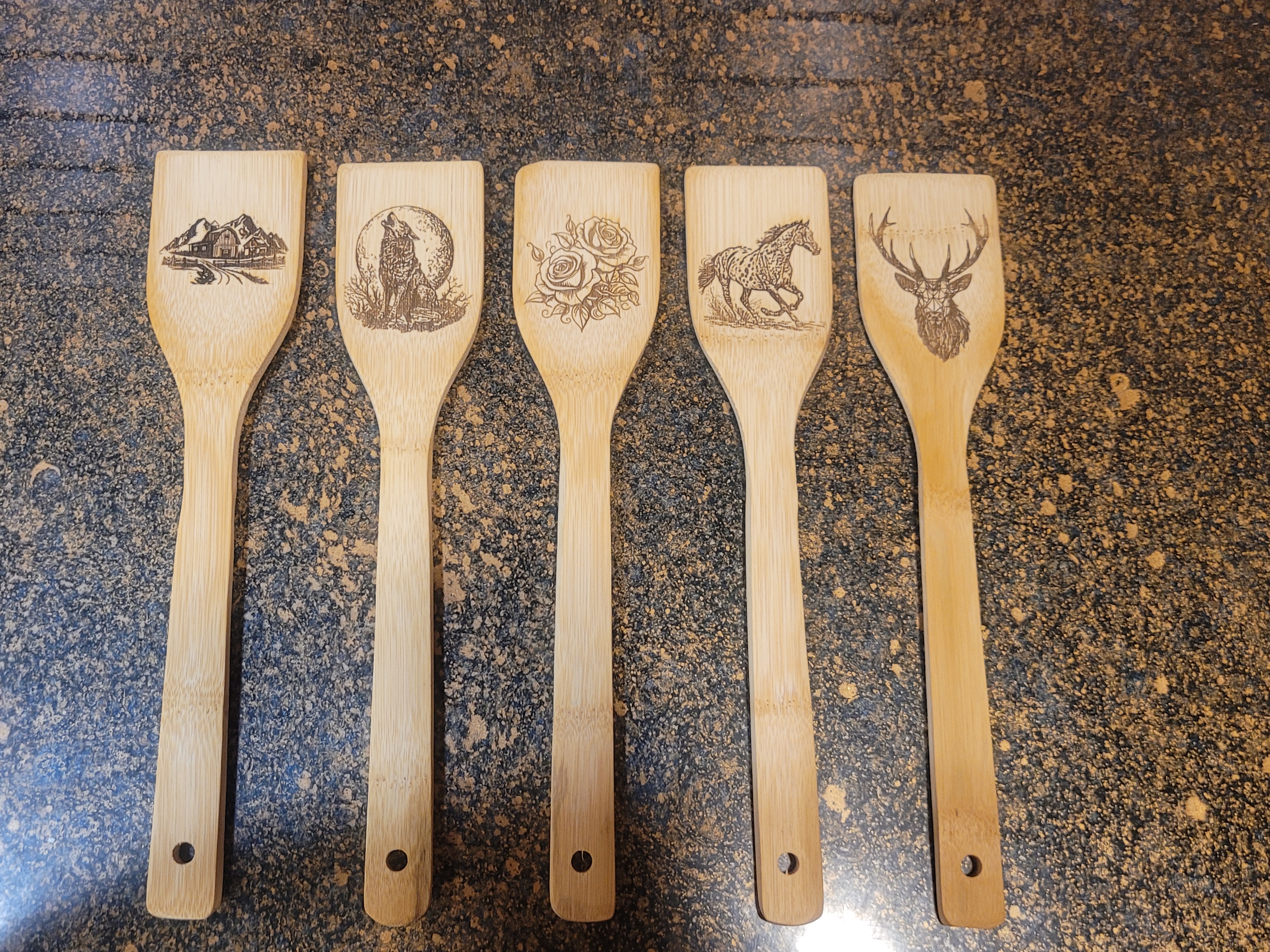 Engraved Wooden Cooking Spatula