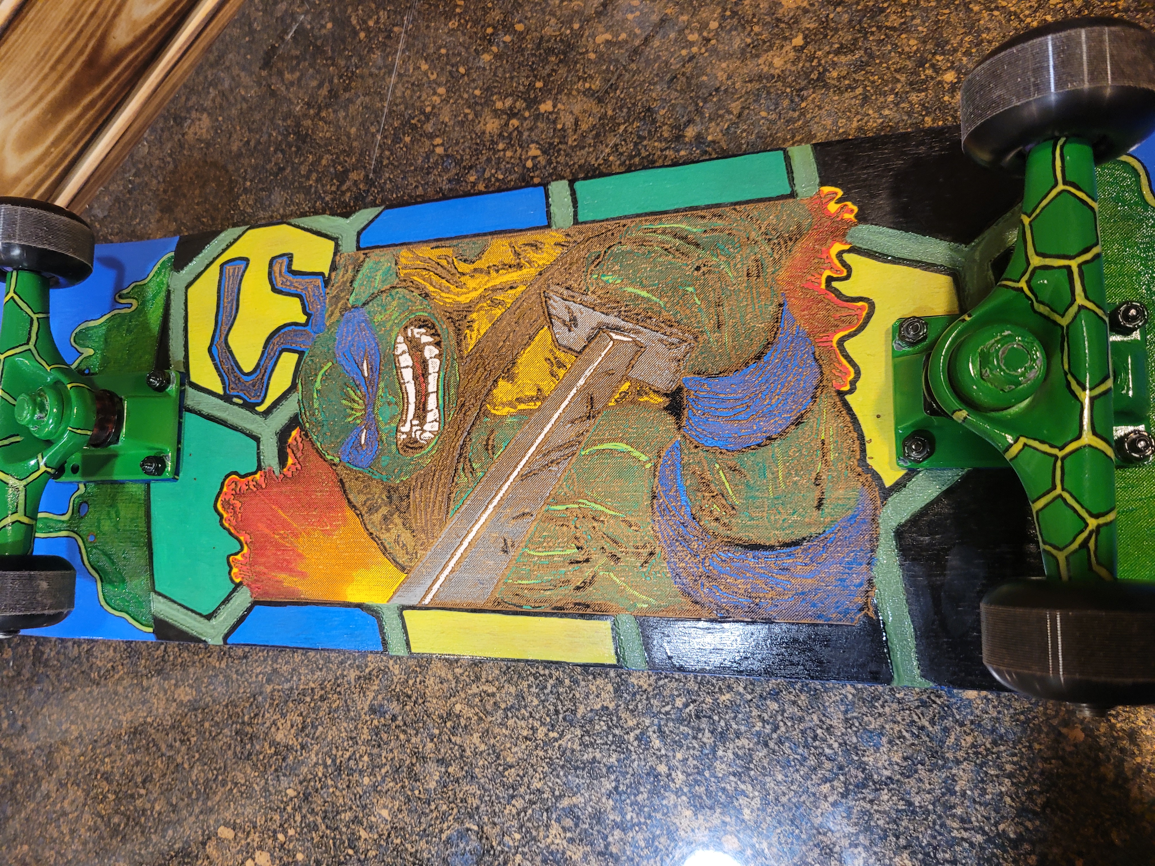 Custom 8.0 TMNT Leonardo Skateboard w/Stand - 1-of-kind