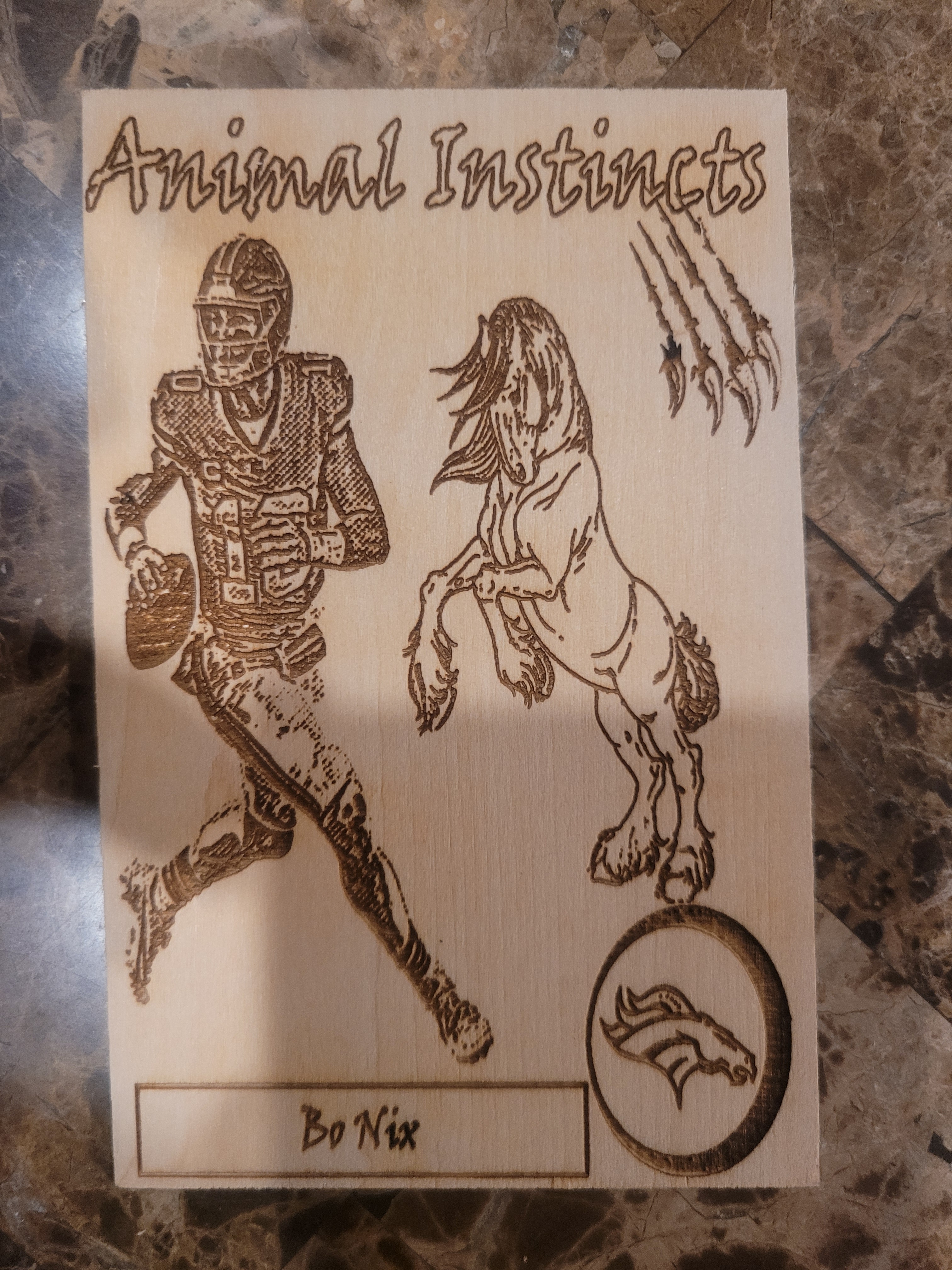 Engraved Oversized Wood Trading Cards – NFL Animal Instincts Series (AFC Players)