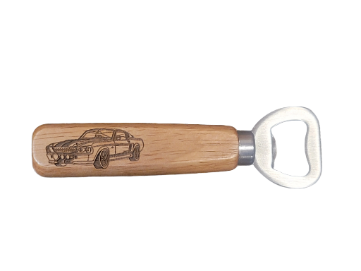 Engraved Stainless Steel Wooden Handle Bottle Opener