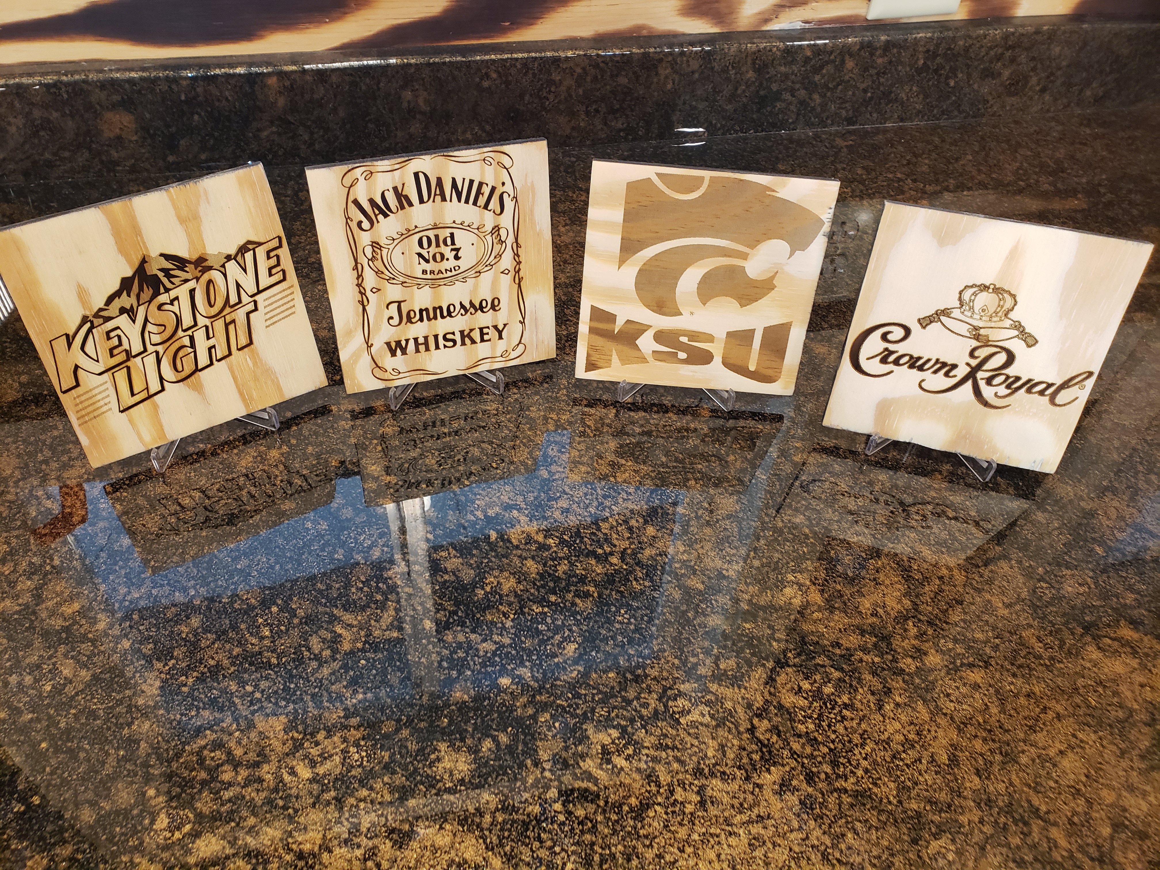 Custom Wooden Drink Coaster Sets (Set of 4)