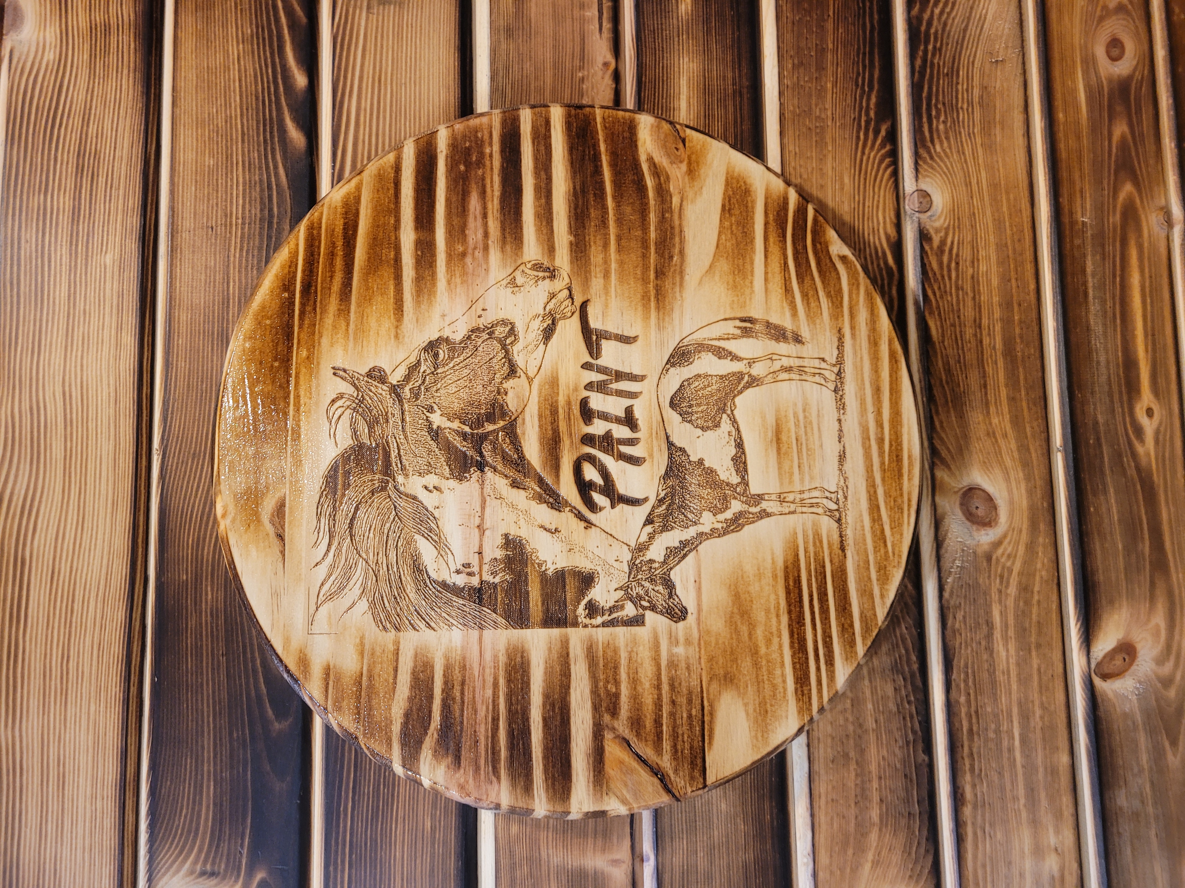 12" Wood Barrel Tops - Horses & Cows