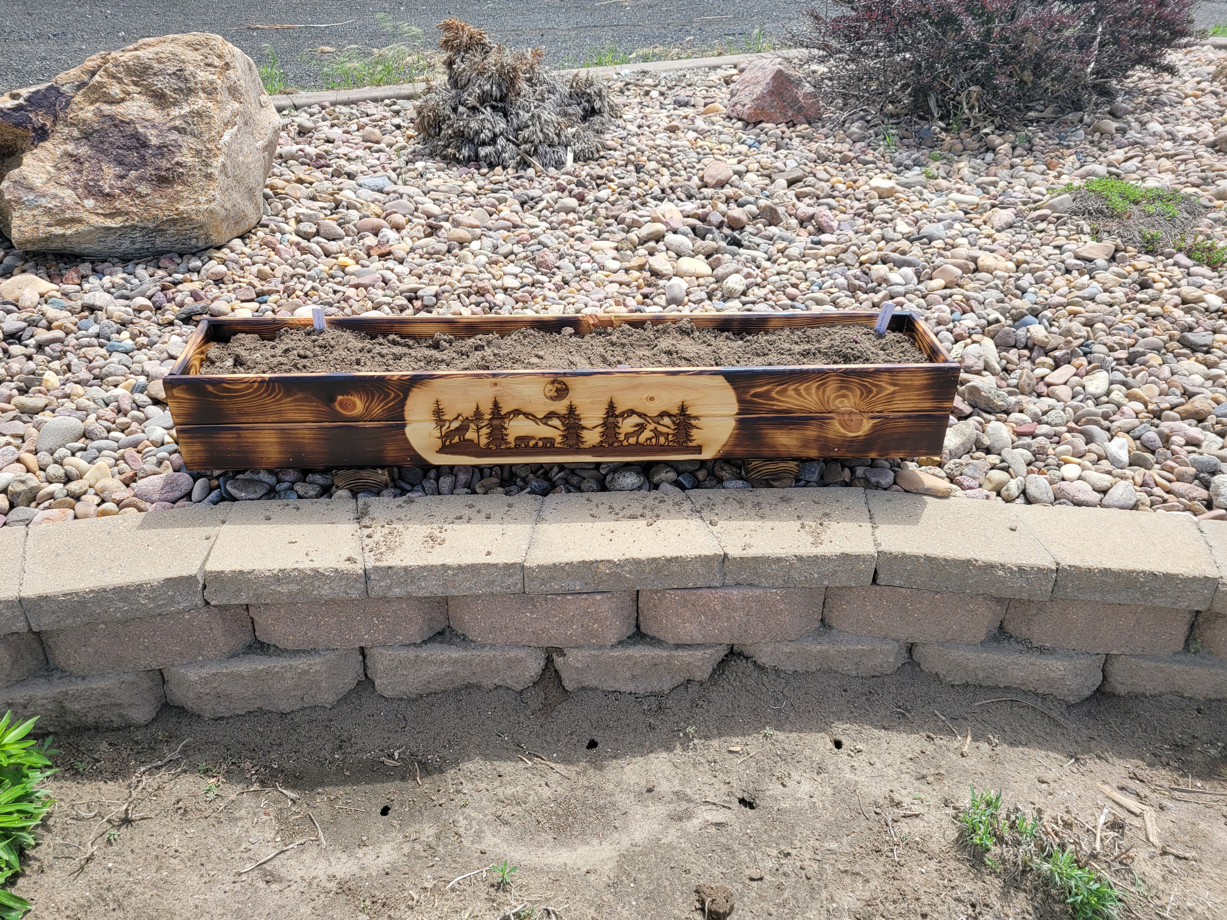 Engraved Wood Planters