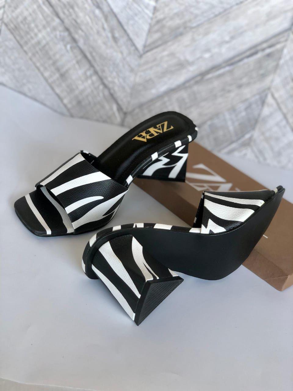 ZARA Zebra Print Heeled Sandals