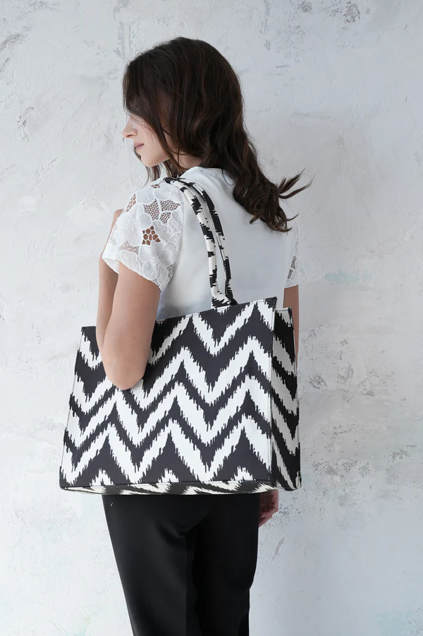 Monochrome Zigzag Tote Bag