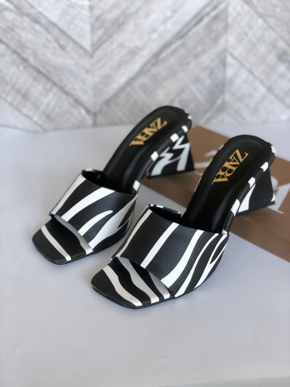 ZARA Zebra Print Heeled Sandals