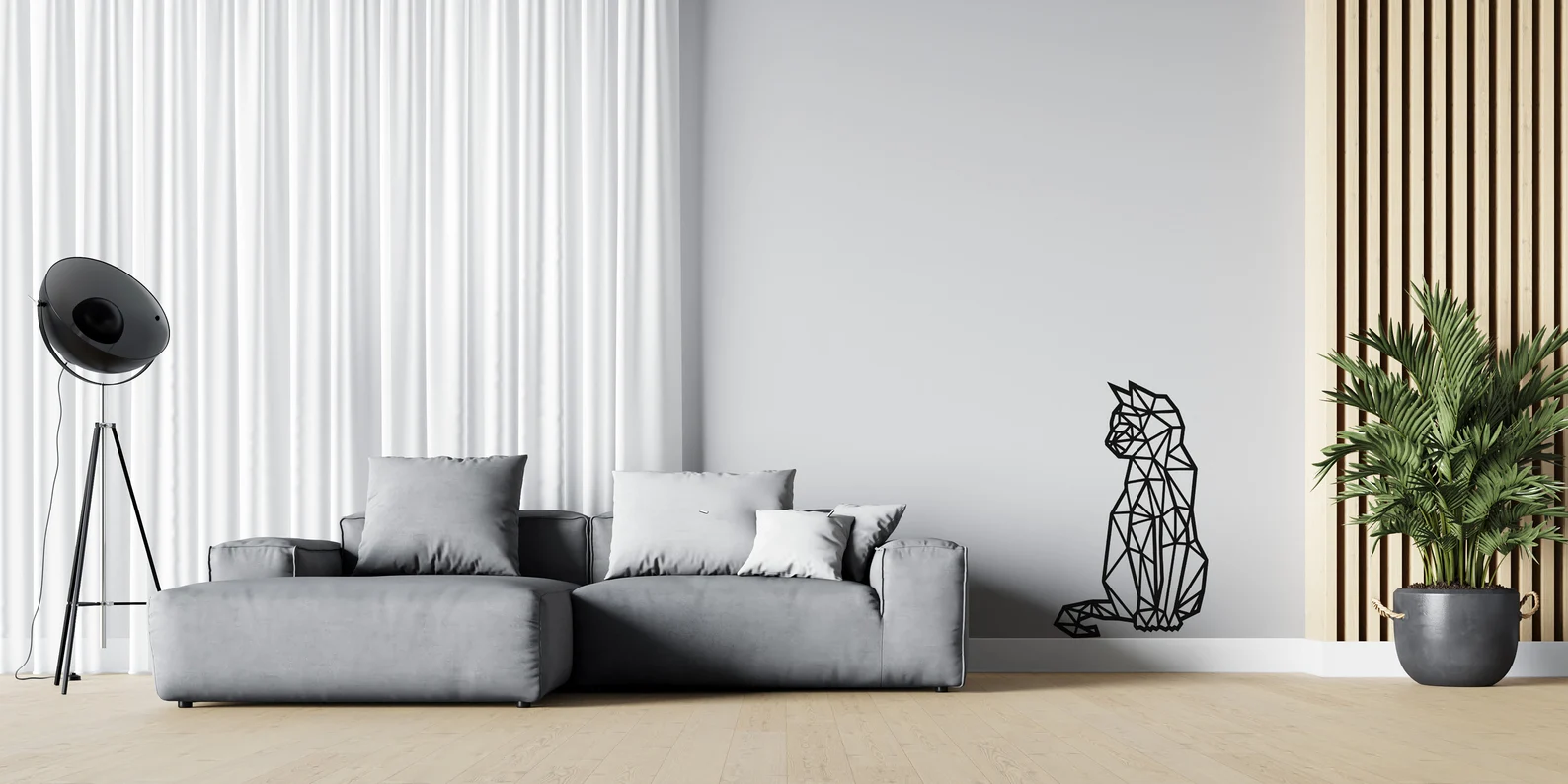 Cat Wall Art, Wall Decor Geometric Animal Figure, 3D Minimalist Wall Hanging