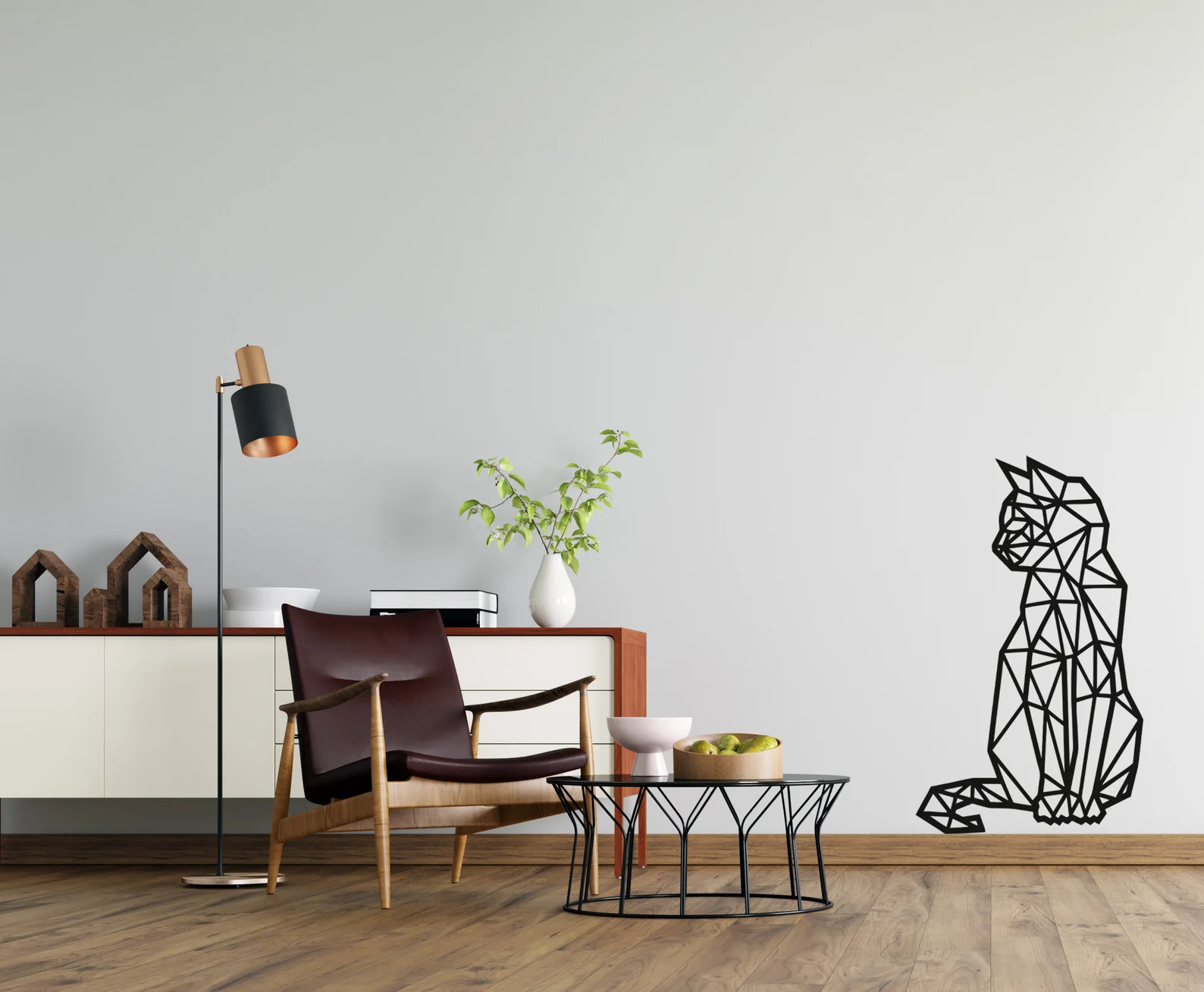 Cat Wall Art, Wall Decor Geometric Animal Figure, 3D Minimalist Wall Hanging