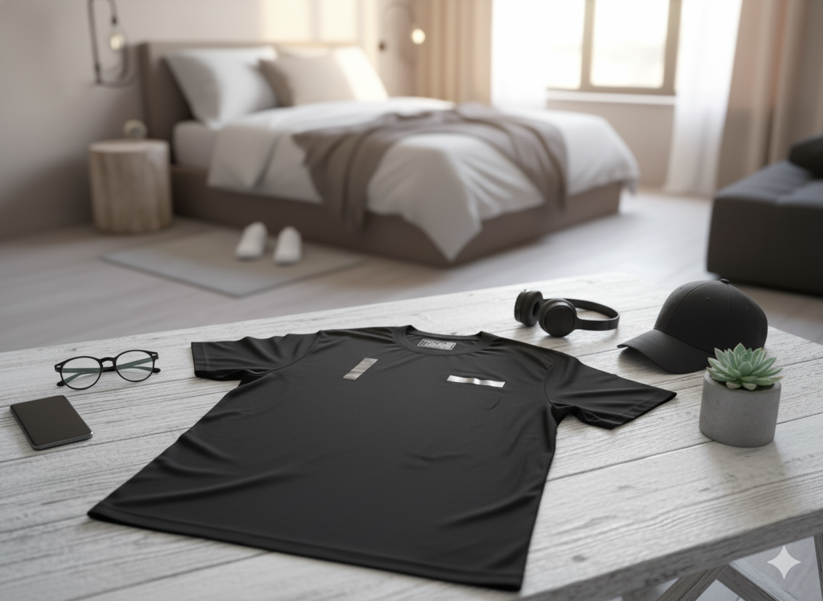 Playera Negra Estampada