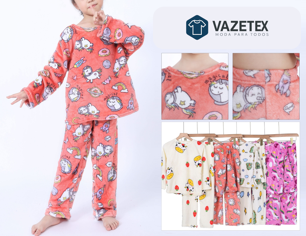 Pijama infantil de felpa estampada