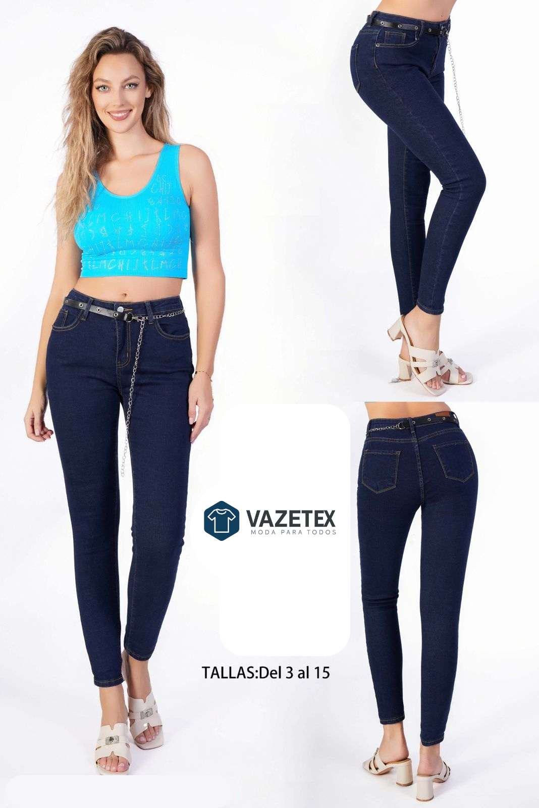 Pantalones de mezclilla skinny con cadena