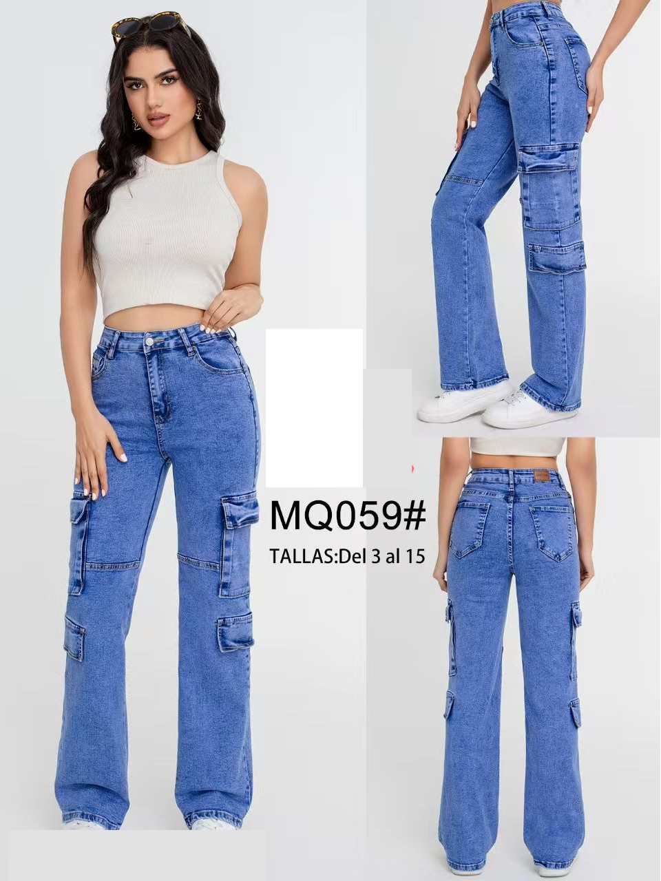 Pantalones cargo de mezclilla mujer MQ059