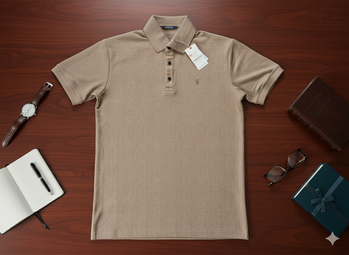 Camisa Polo Tejido color Galleta