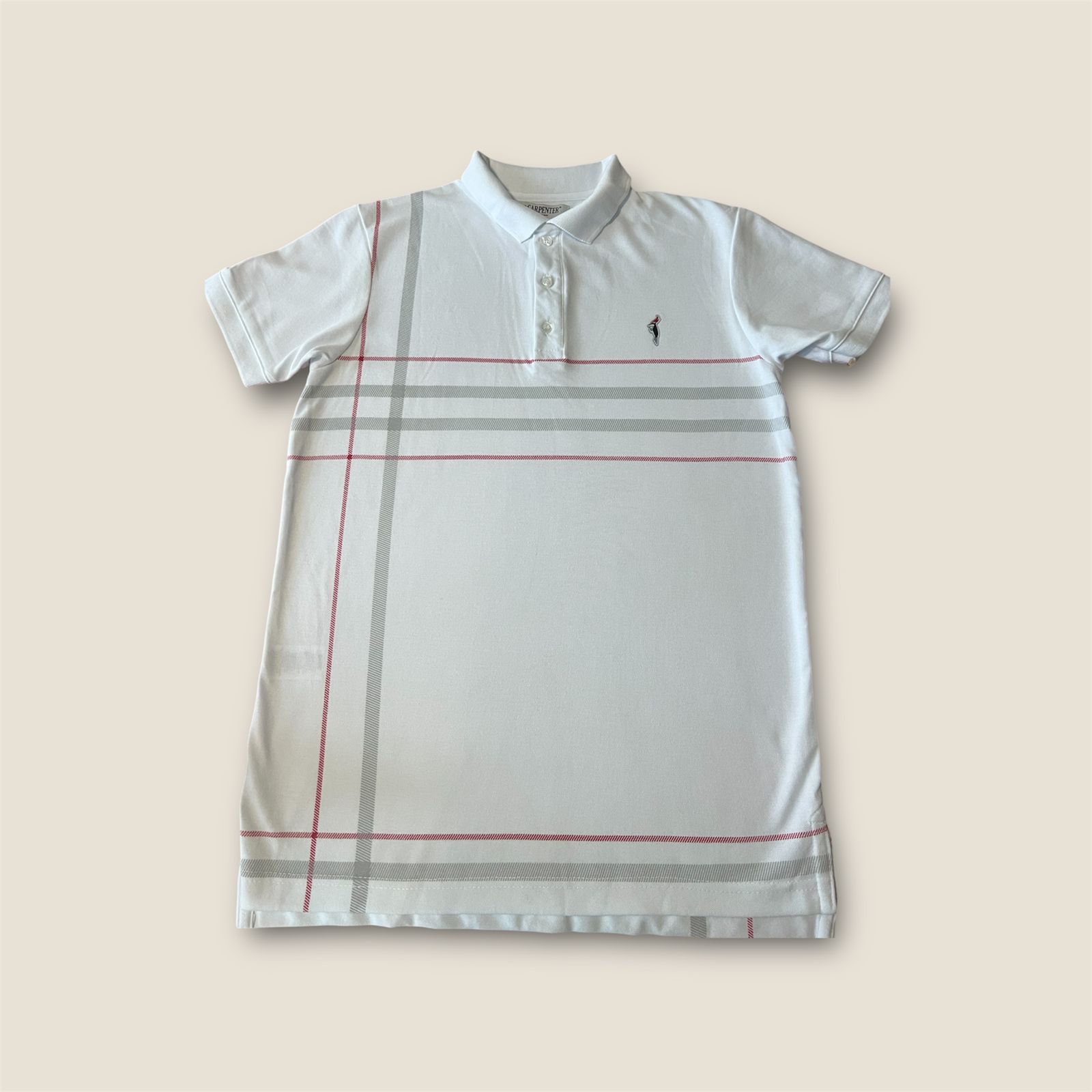 Camiseta polo blanca de rayas Carpenter 