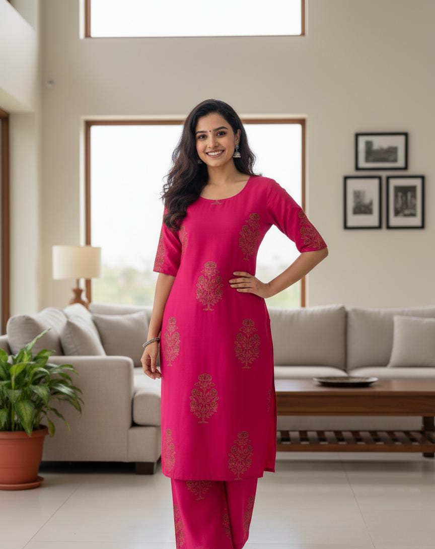 Pink Embroidered Kurta Set