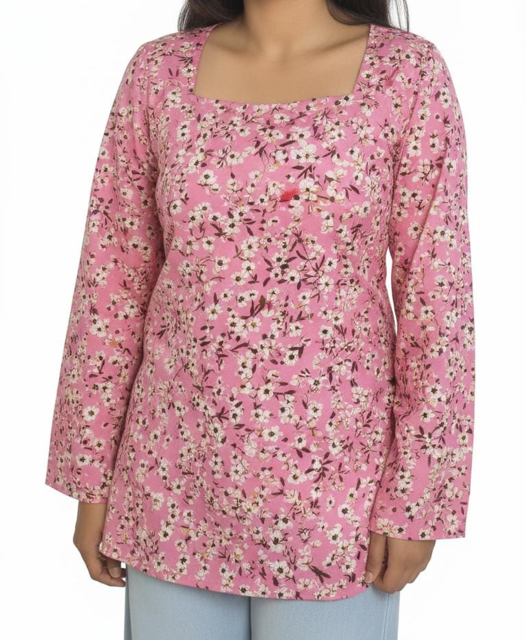 Pink Floral Printed Kurti
