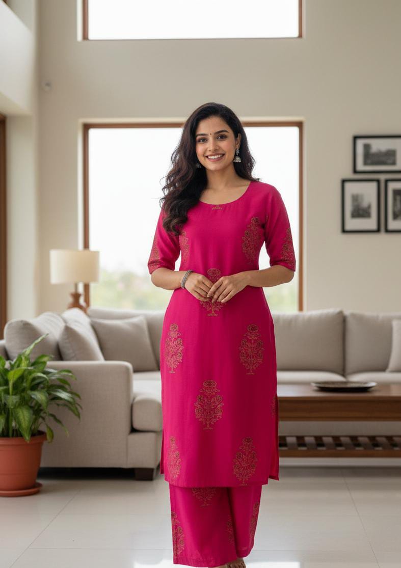 Pink Embroidered Kurta Set