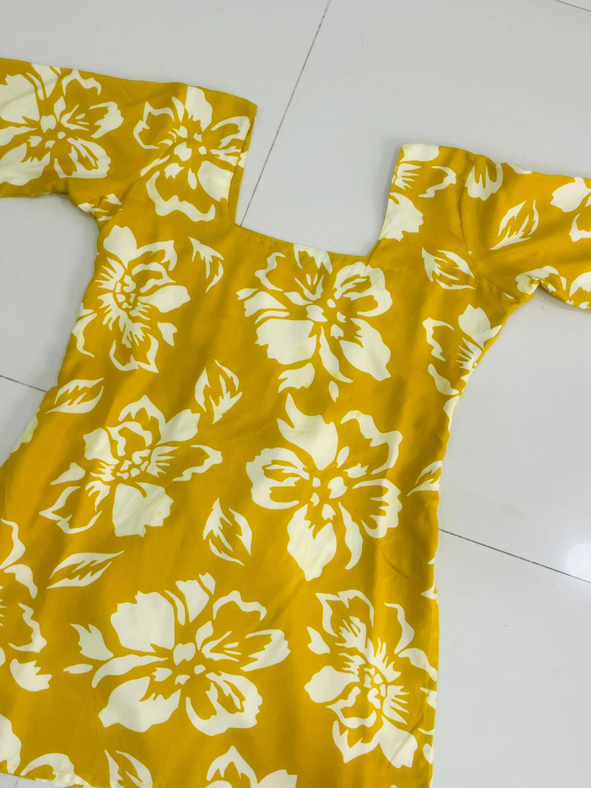 Yellow short kurti for girls