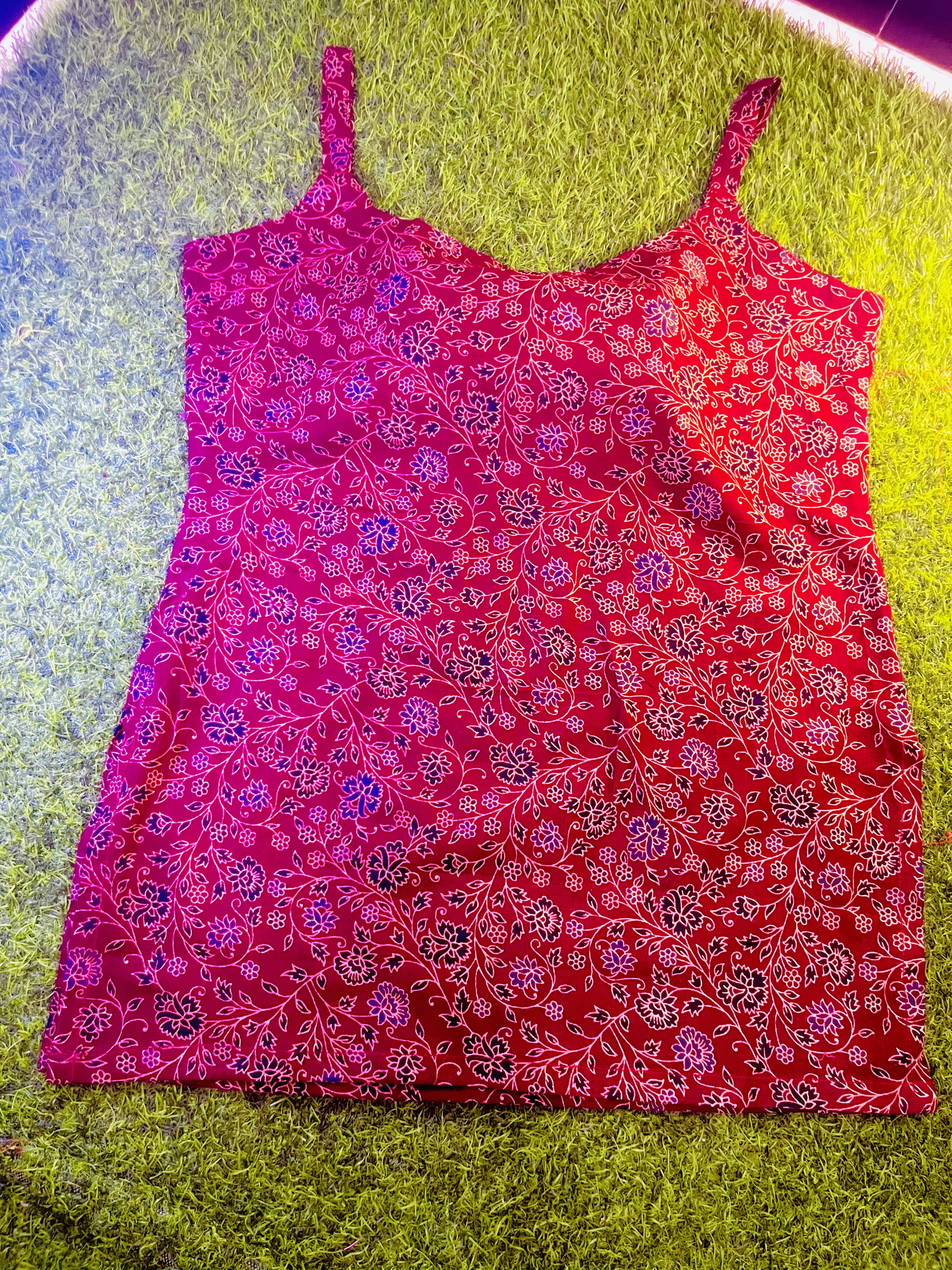Red Floral Sleeveless kurti for women