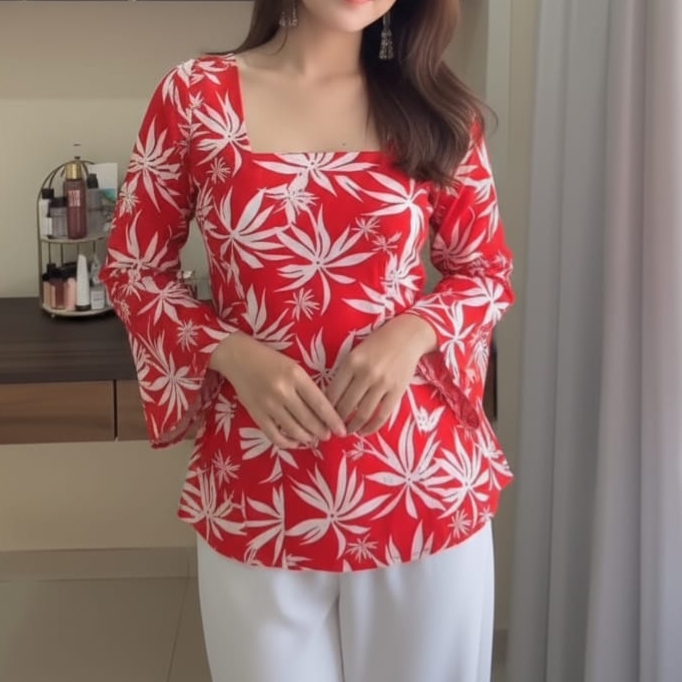 Red Floral Print Kurta