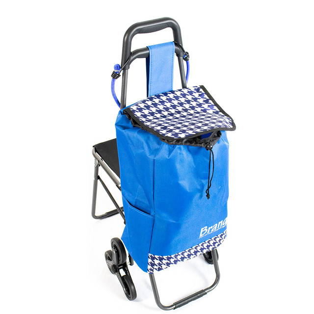 Carro de mandado para compras con silla Azul