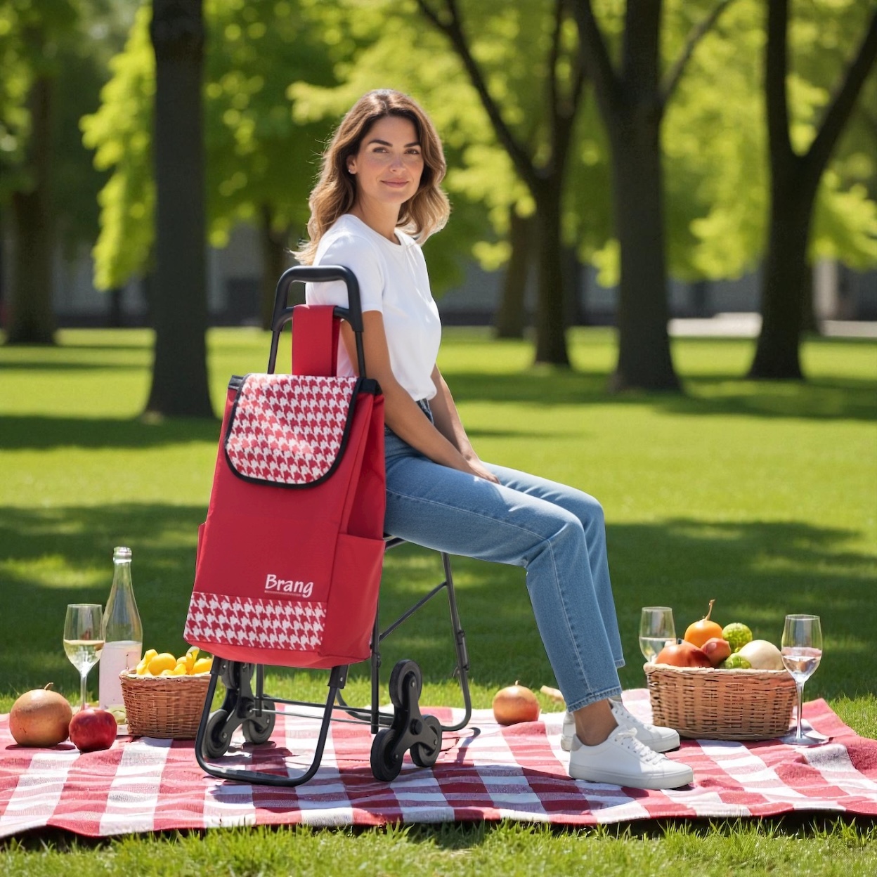 Carro de mandado para compras con silla Rojo