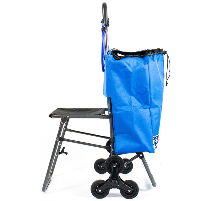 Carro de mandado para compras con silla Azul
