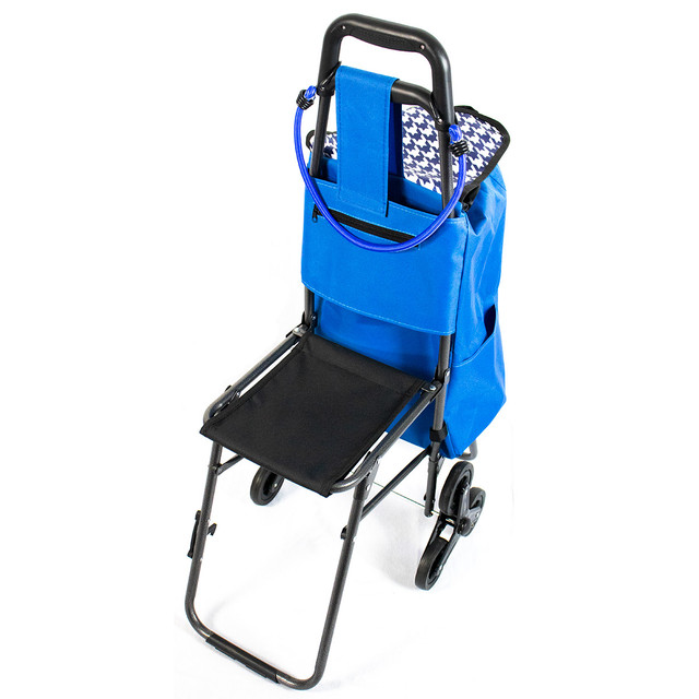 Carro de mandado para compras con silla Azul