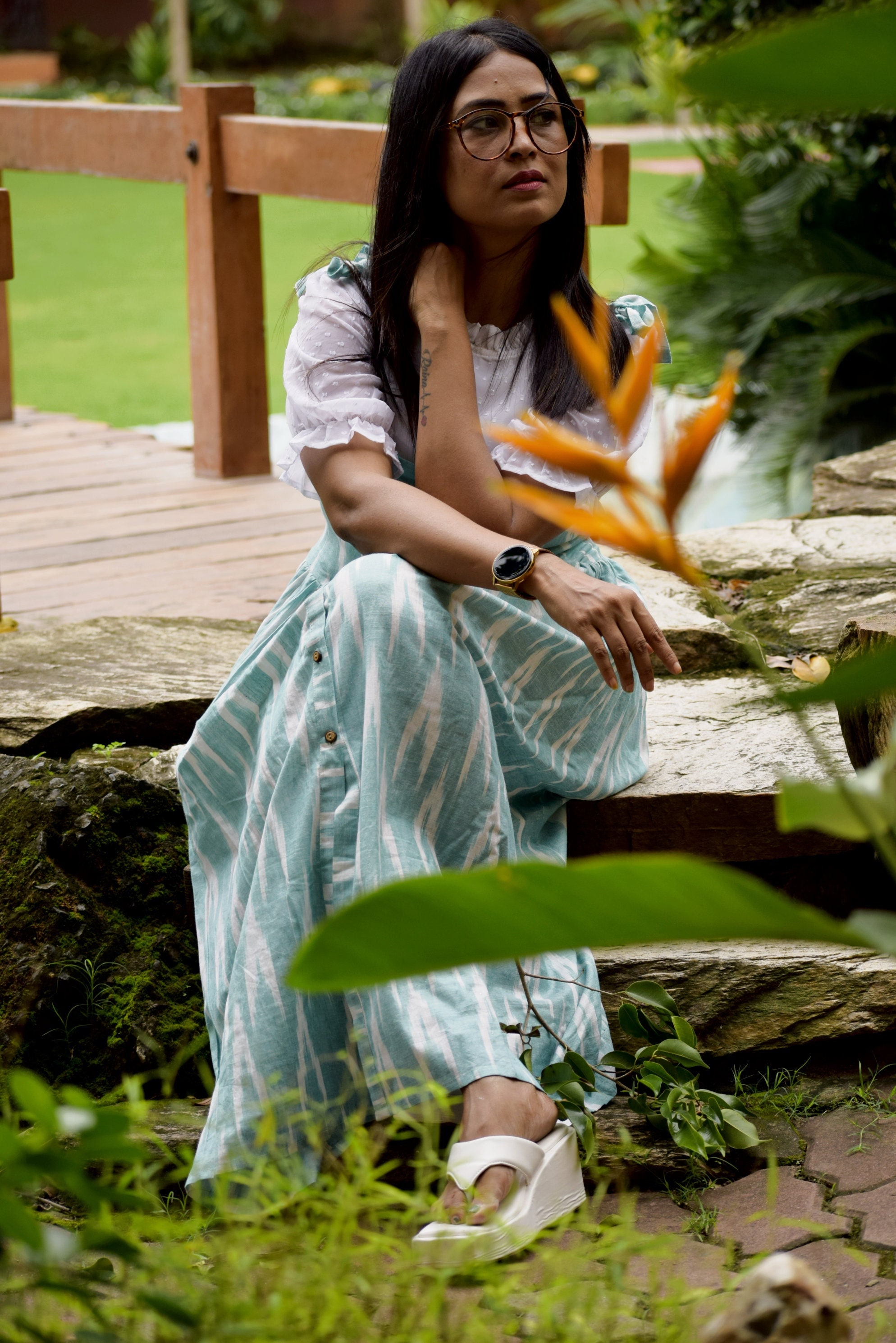 SPRINGFIELD- Handmade Designer Indo Western Flared Cotton Casual Wear / Summer Dress / Party Wear