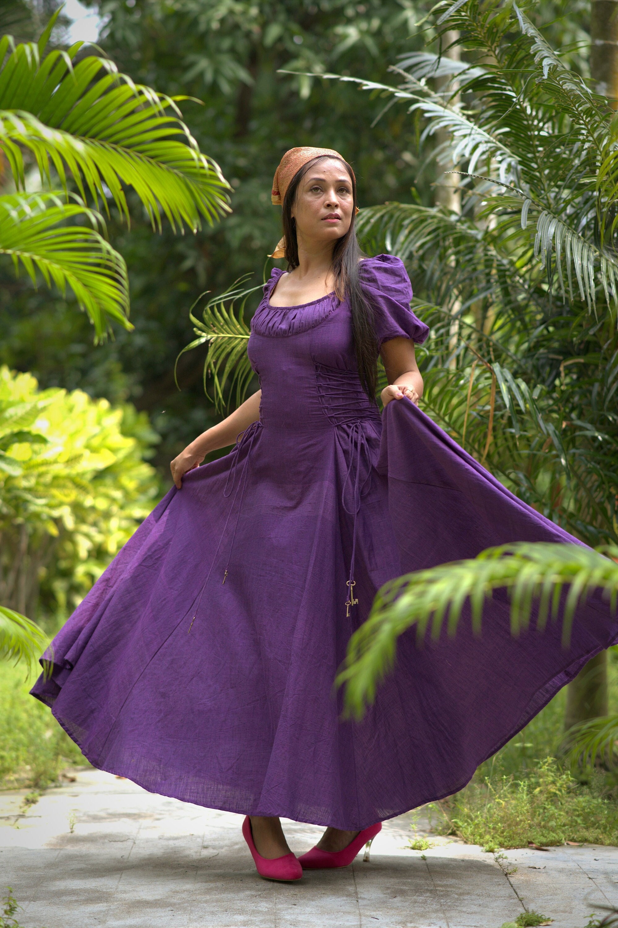 MONSOON'S DANCE~ Layered Corset Shape Handmade  Maxi Dress in  handwoven Cotton / Summer Dress / Party Wear