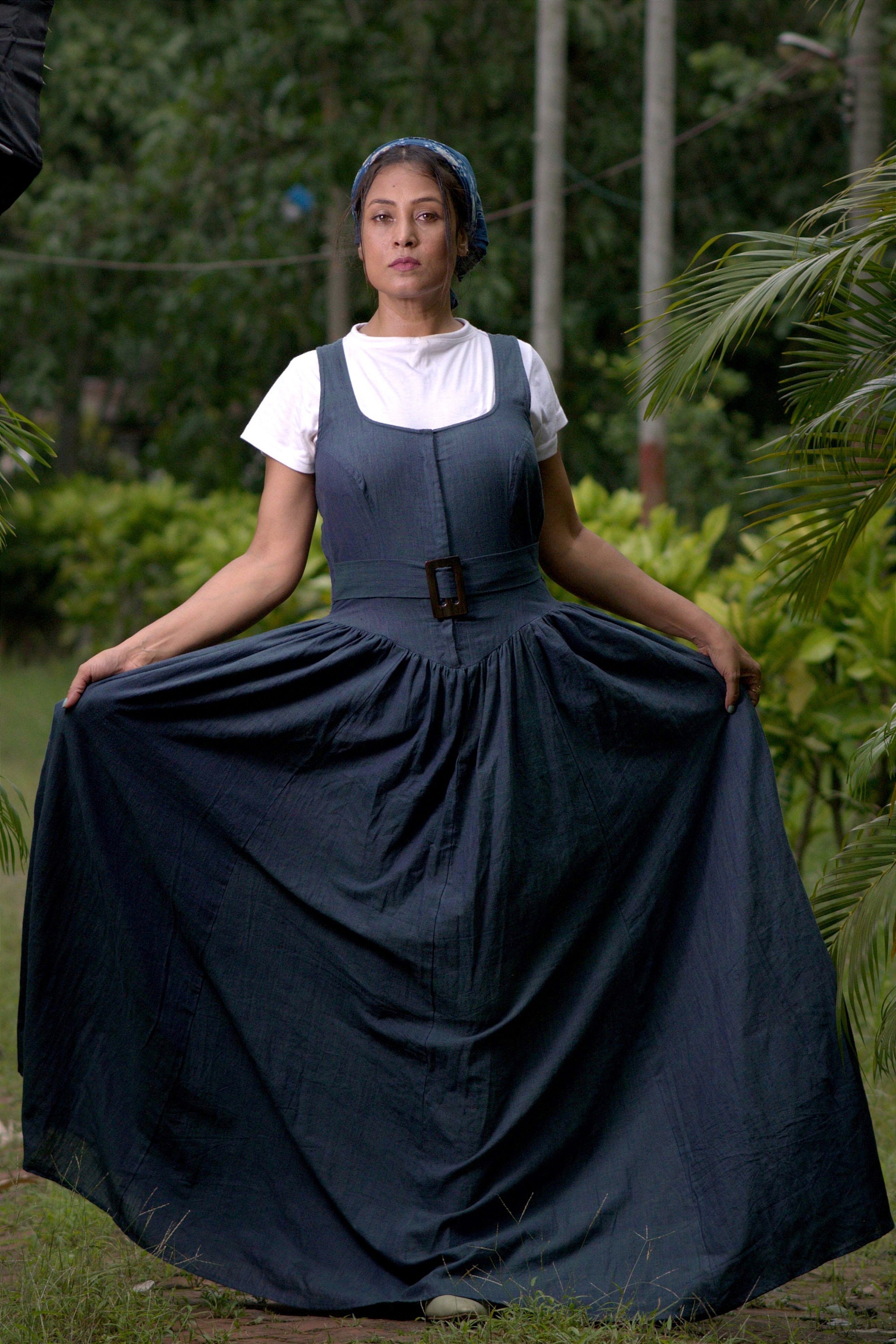 PRINCESS SAGA- Flared Handmade Khadi Cotton Designer Wear / Summer Dress / Party Wear for celebrating Occasion with family and Friends