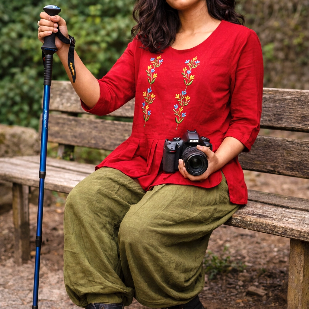 SUNNY BLISS - Peplum Hem Fitted pleated V Neck Sleeveless Top in Haze Red.