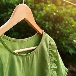 MOSS STORY -Side Frilled,Sleeves pleated Shallow Neck Top in Mint Green.