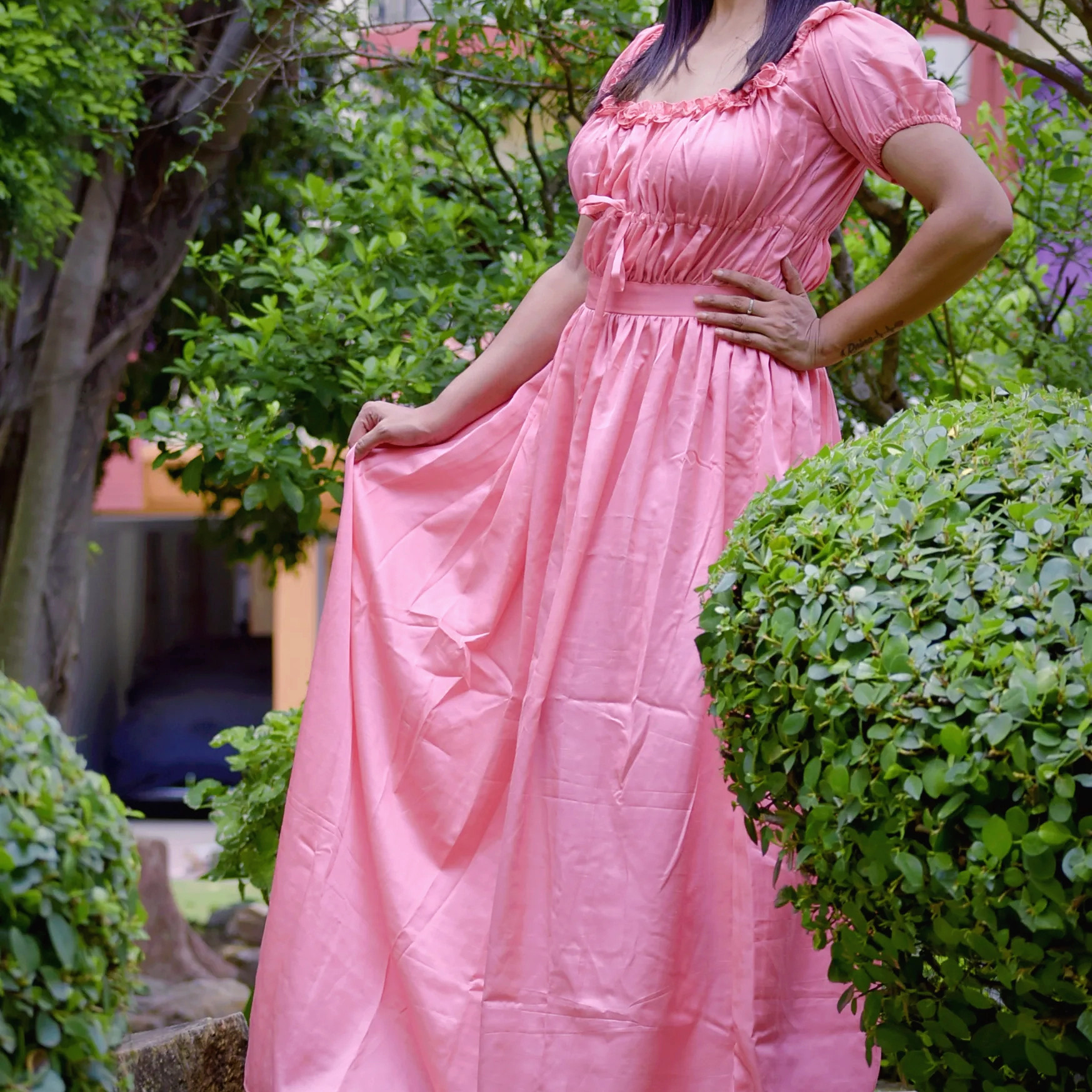 TIME'S EPILOGUE II ~ Theme based Layered Corset Shape Satin Silk Maxi Dress PartyWear/Theme Party