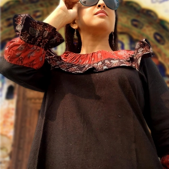 DANISHER -Three Quarter Sleeves and adorable Vintage Ruffled Neck Frilled Maxi Prairie Dress.