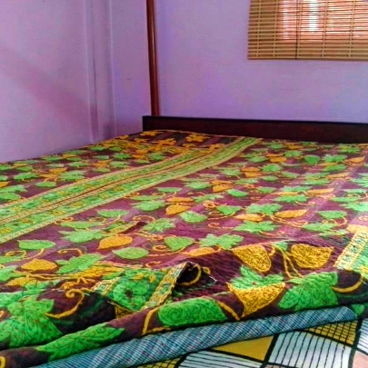 EARTH SONG - Reversible Double Sided Floral Pattern Hand Stitched Kantha Quilt-[4 Layers]