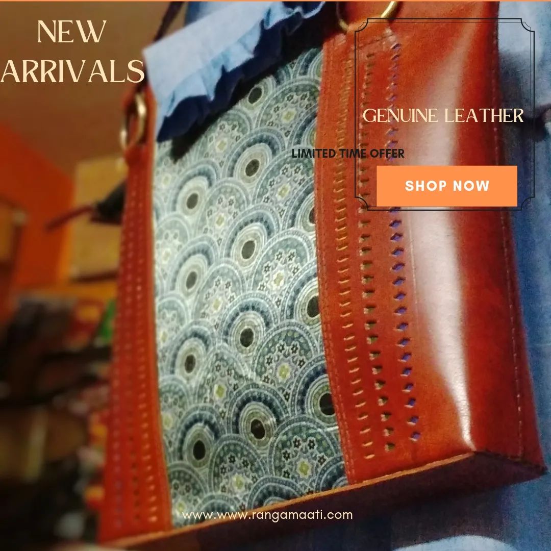 Chic Carry - Handcrafted Ajrakh Mashru Silk & Cruelty Free Leather Sling Bag
