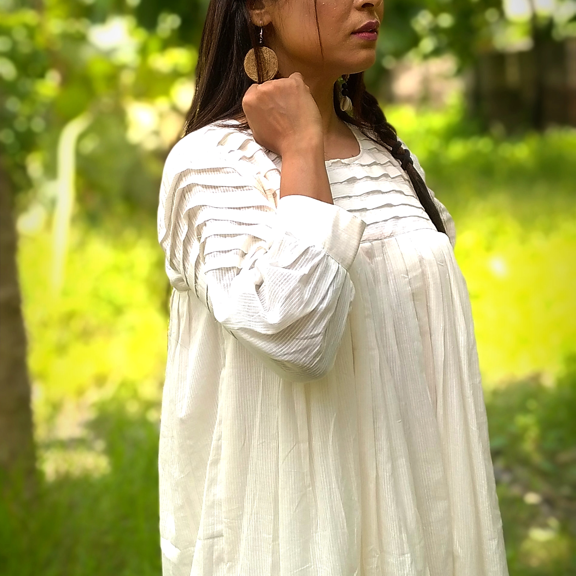 SONGS OF SILENCE- Handmade Pleated and Flared Muslin Cotton Designer wear / Summer Dress / Party Wear for Special Occasion