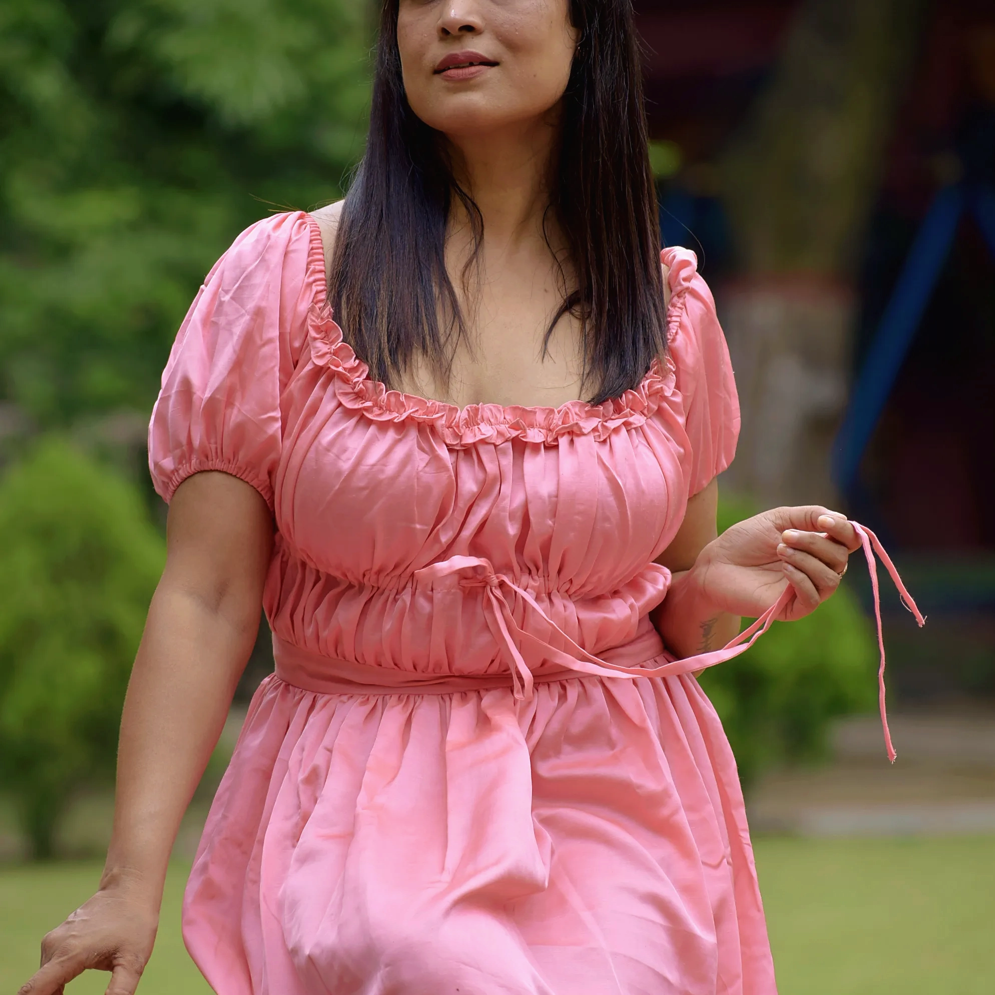 TIME'S EPILOGUE II ~ Theme based Layered Corset Shape Satin Silk Maxi Dress PartyWear/Theme Party