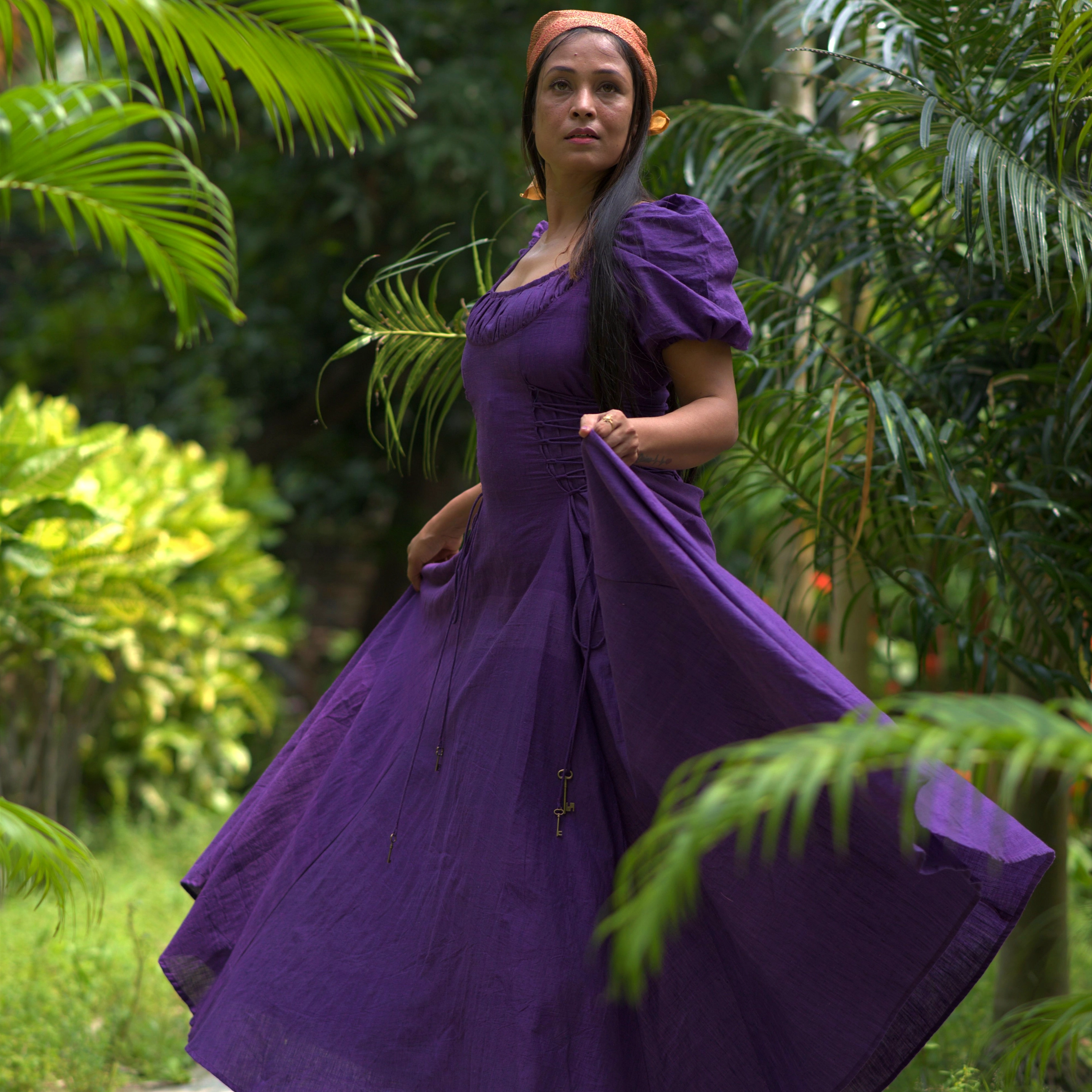 MONSOON'S DANCE~ Layered Corset Shape Handmade Boat Neck handwoven Summer Dress / Party Wear