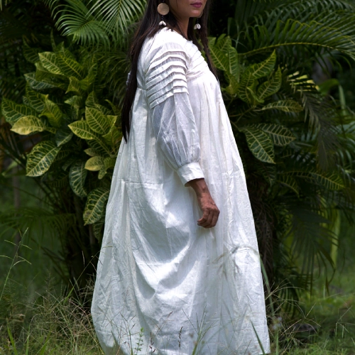 SONGS OF SILENCE- Handmade Pleated and Flared Muslin Cotton Designer wear / Summer Dress / Party Wear for Special Occasion