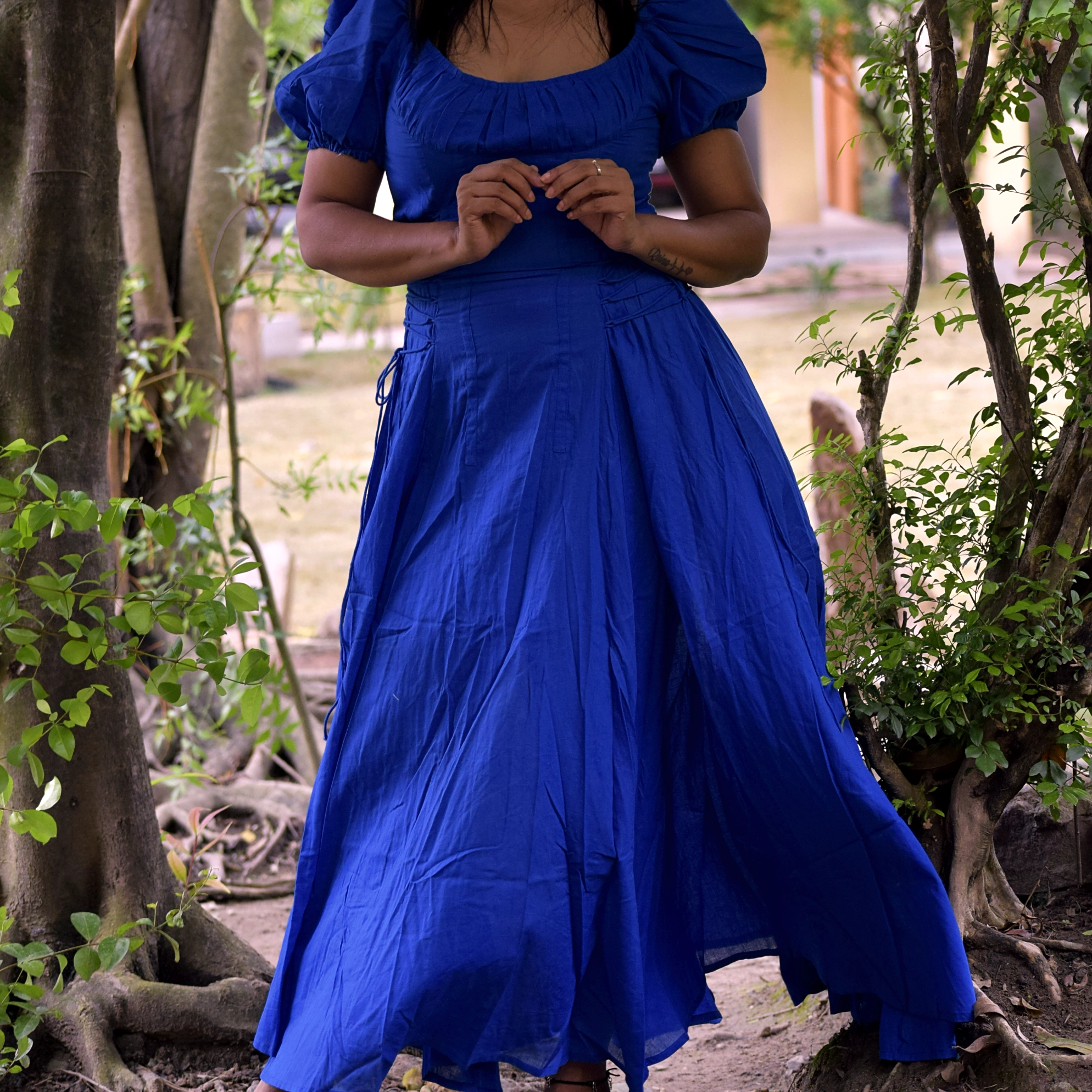 MONSOON'S DANCE ll ~ Layered Corset Shape Handmade Boat Neck handwoven Summer Dress / Party Wear